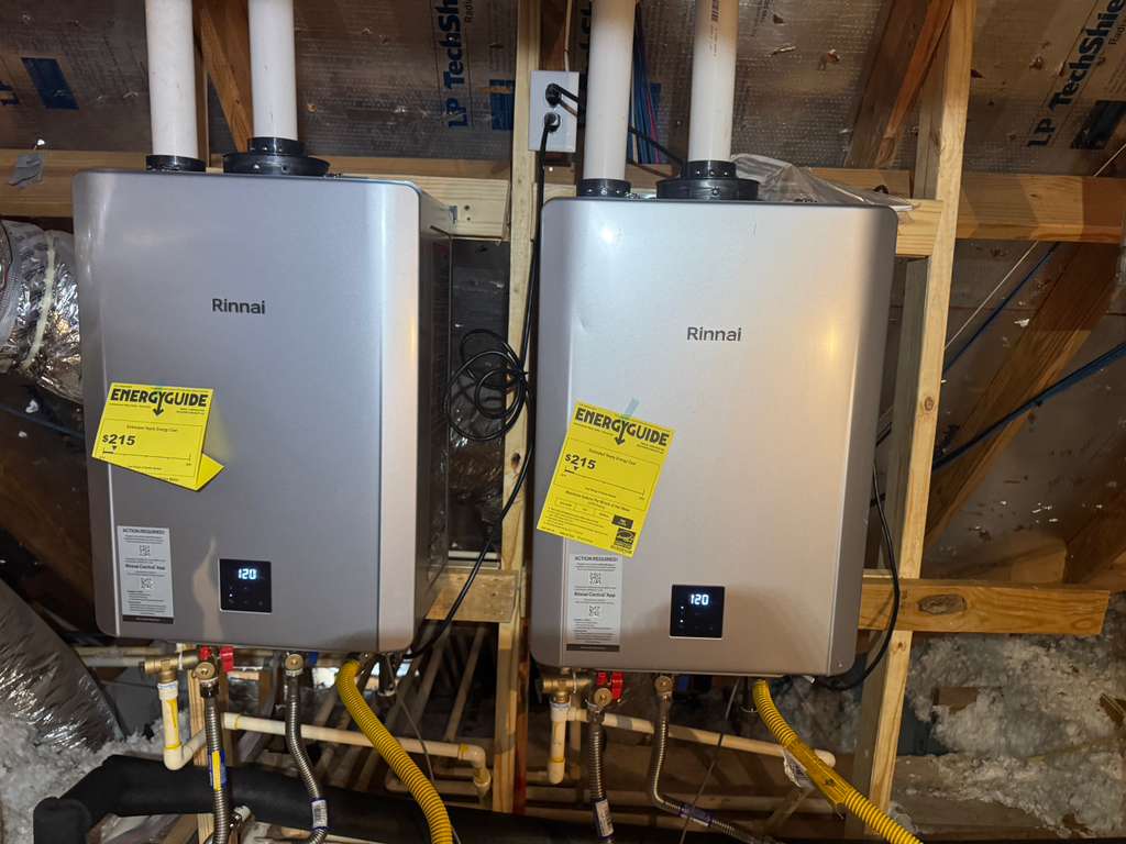 Rinnai tankless water heaters professionally installed by Tony's Plumbing in Cypress TX